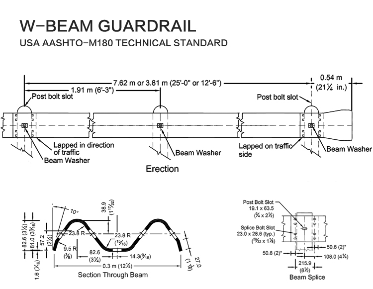 Customized Hot Dip Galvanized Highway Guardrail 345 Material