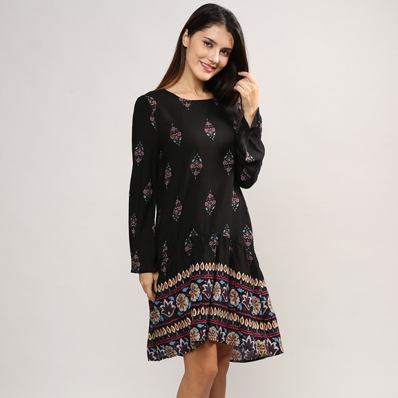 Newest Design Women Folklore Pattern Shirt Dress