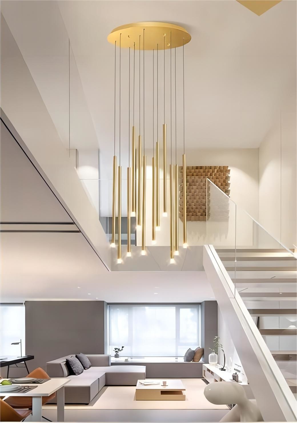 Commercial Modern LED Long Hanging Chandelier Gold Or Black Finishes