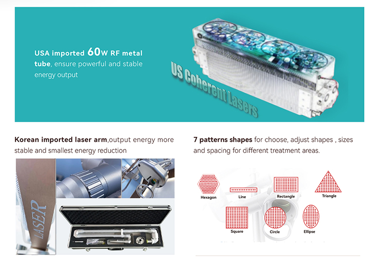 Professional 60W RF Tube Q-Switch Fotona Fractional CO2 Laser Skin Resurfacing Machine