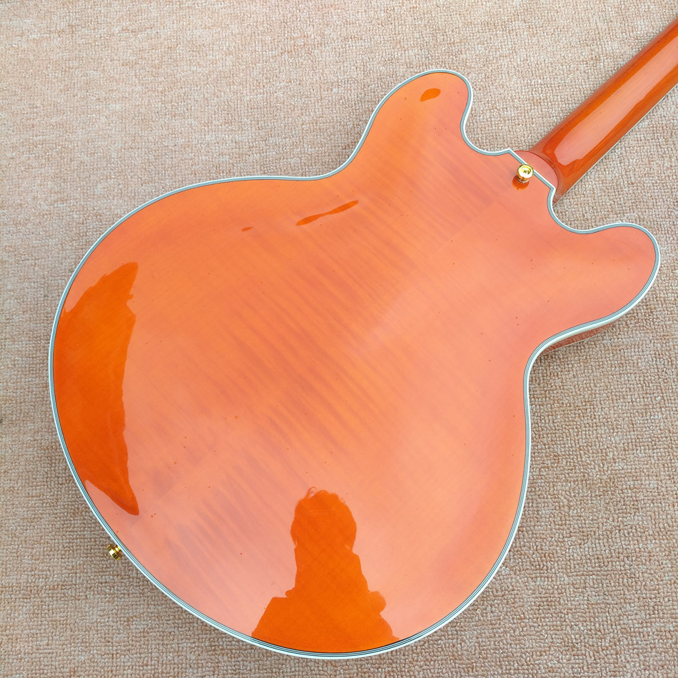 New style high-quality hollow body jazz electric guitar, Bursting maple top & back Double F holes electric guitar, free