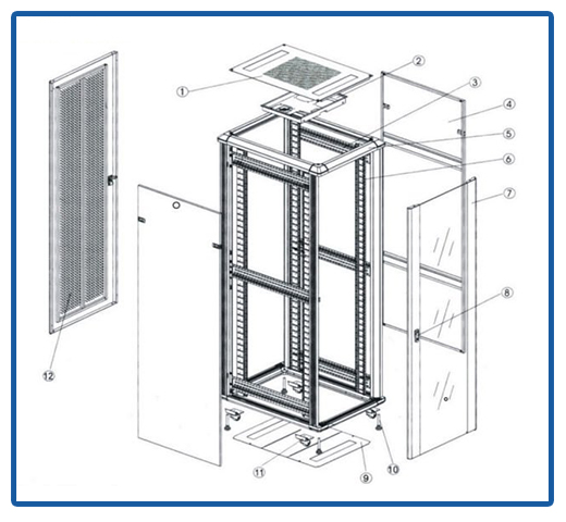 SPCC 19" Rack Enclosure Server Cabinet , Floor Mount Network Rack Customized Size