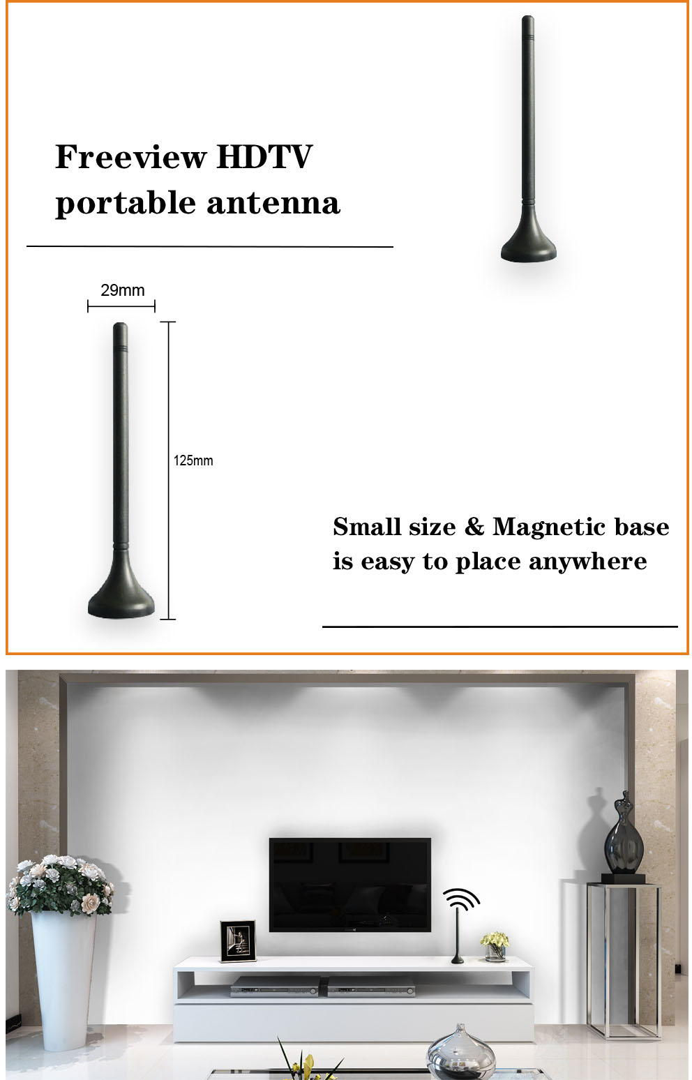 Indoor TV Antenna Digital HDTV 4k 1080p ATSC Standard 20-50 Miles With USB Amplifier