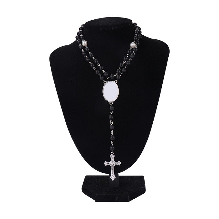 Customizable Photo Insert Sublimation Rosary Beads Necklace Sublimation Blank Photo Necklaces