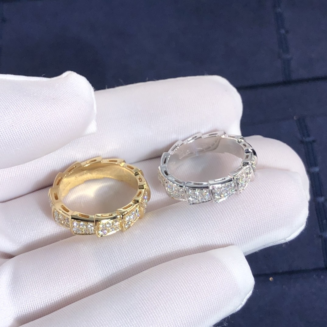 Hot Fine Jewelry High-End High Quality 18k Pure Gold Natural Diamonds Serpenti Viper Ring