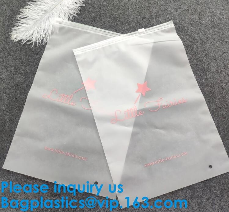 Transparent PVC Biodegradable Custom Frosted Slider Zipper Pouch For Bikini Swimwear Clothing Plastic Packaging Zip lockk