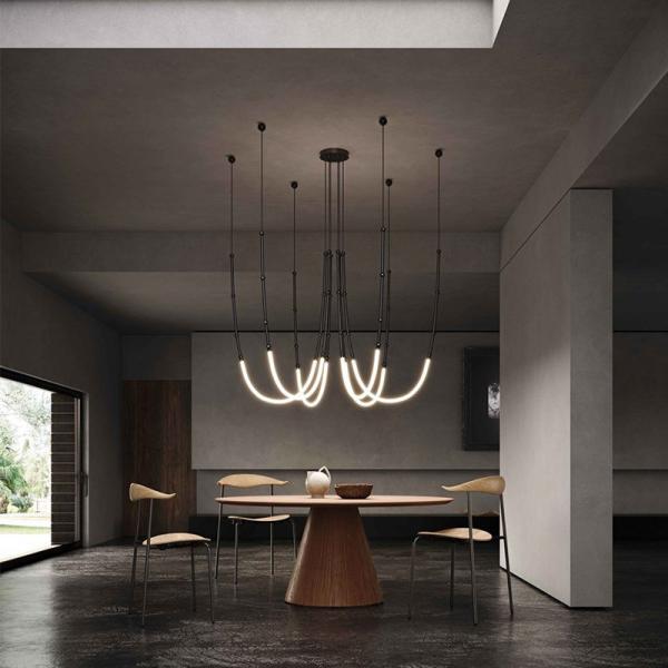 Retro Stainless Steel chandelier Minimalism Designer Living Room linear