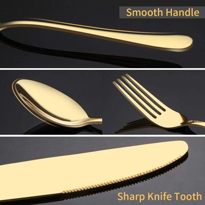 Cutlery Kitchen Utensil Gold Silverware Set Stainless Steel