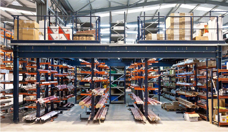 Mezzanine Rack Supported By Cantilever Rack Warehouse Storage Rack