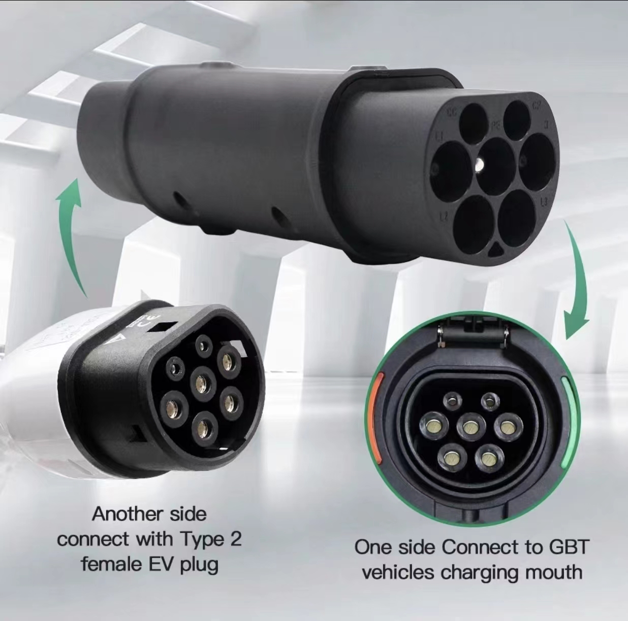 Type 2 To GB/T Adapter 32A ID4 ID6 Electric cars GBT Adapter Tipo Type 2 To gBT Converter