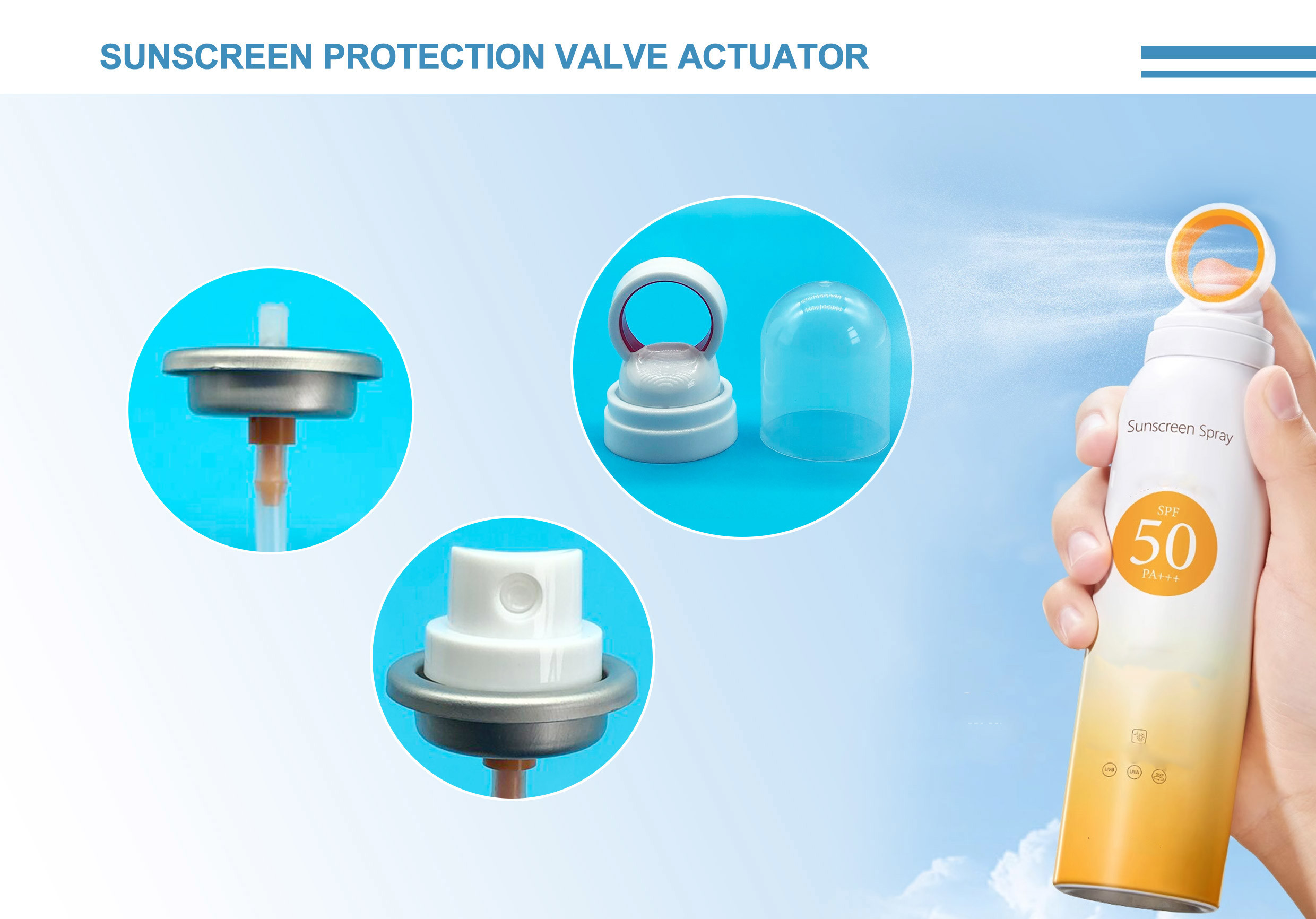 Uniform Sun Protection Sunscreen Aerosol Valve For Even Dispensing