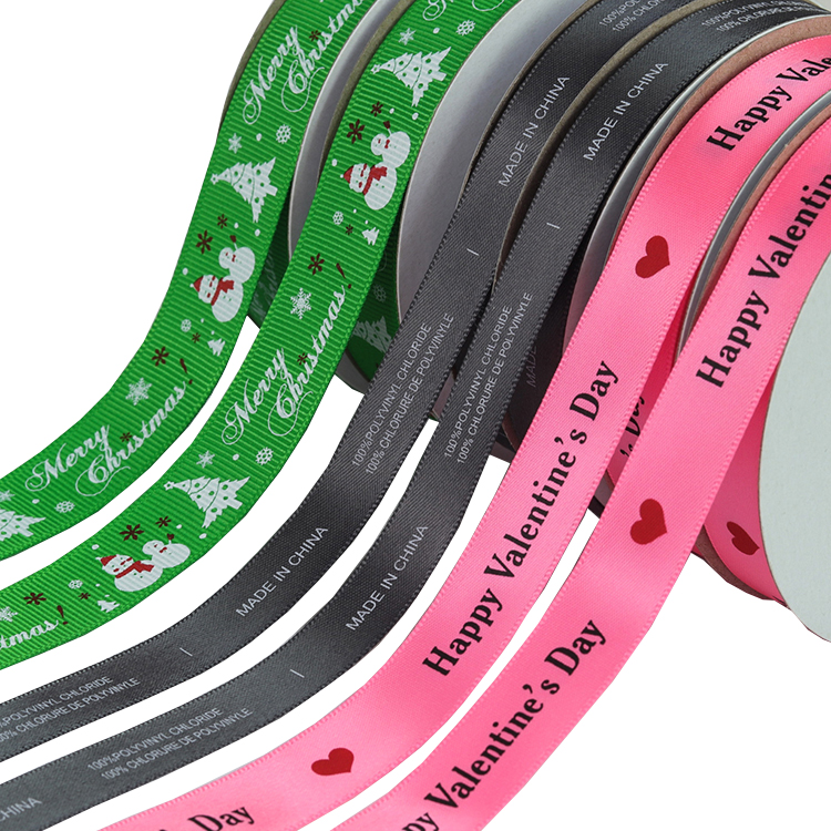 Custom Thermal Transfer Print Polyester Personalised Grosgrain Ribbon 3"