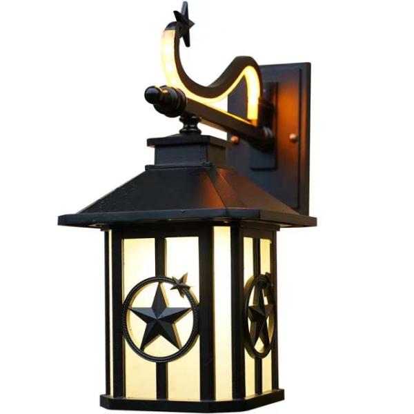 60W Matte Black Led Wall Light Fixtures Outdoor Waterproof Carriage Shape Double