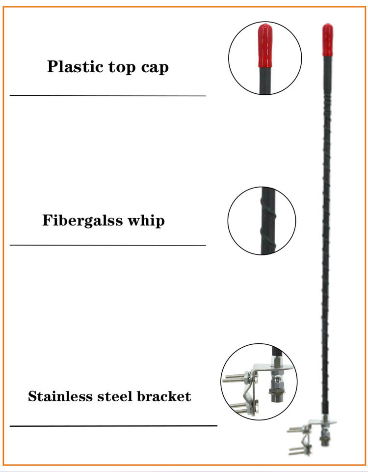 Fiberglass 27Mhz Car Cb Radio Antenna 102 Inch Cb Whip Antenna Customized Frequency