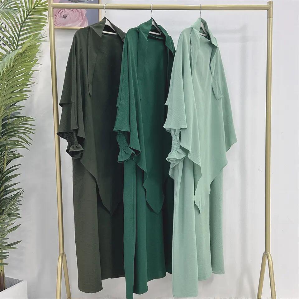Dubai Abaya 2023 Muslim Women Prayer Islamic Ethnic Clothing with 2 Layer Hijab Abaya Women