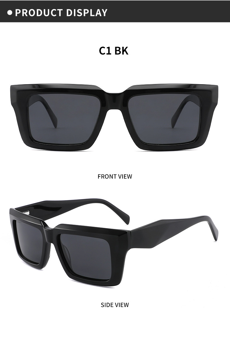 Unisex TAC Lens Square Acetate Sunglasses Thick Frame Two Colors