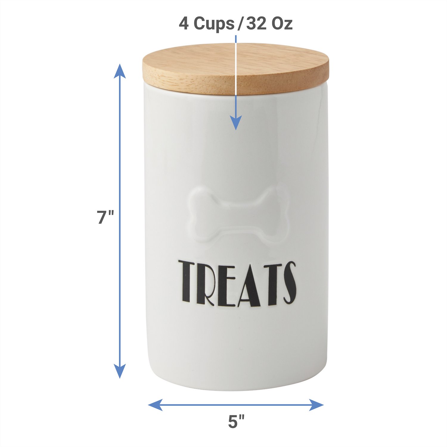 Cookie Biscuit Ceramic Dog Treat Jar , Ceramic Cat Treat Canister With Wood Lid