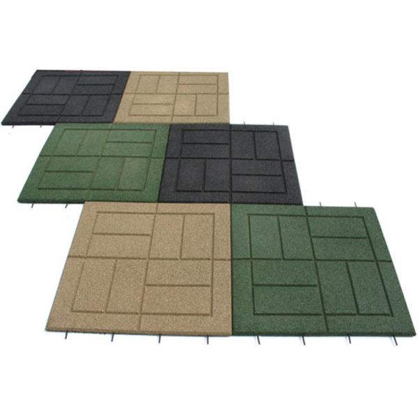 Quality Recycled SBR Rubber And EPDM Rubber Outdoor Rubber Paver Tiles Outdoor Pavers, Interlocking Tiles: 24" X 24" X 3/4" for sale