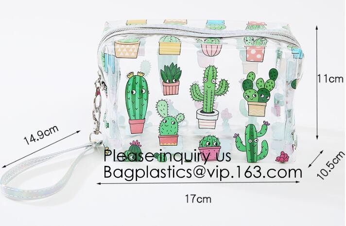 Clear Zipper Pouch with Strap Makeup Bag PVC Cosmetic Pouch,Printing Clear Zip lockk Cosmetic PVC Pouch, bagease, bagplast