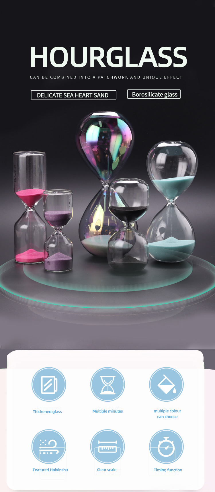 Sand Glass Timer Hourglass Blown Time Sand Clock For House Decoration
