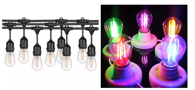 48FT 2W Hanging Vintage Light Bulb S14 Outdoor Bulb String Lights 120V 230V