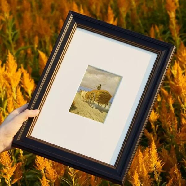 Light Luxury Wood Wall Picture Frame Digital Printing Children's Art Sketch