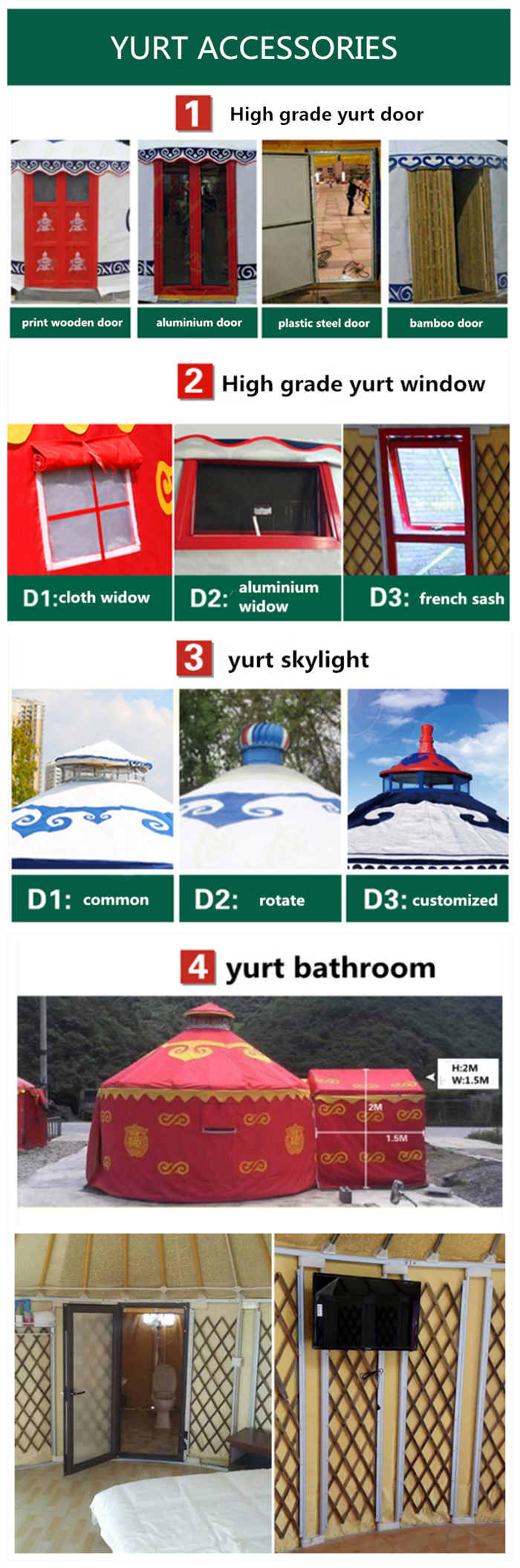 Anti - Ultraviolet Mongolian Yurt Tent With Thickening Acupuncture Cotton