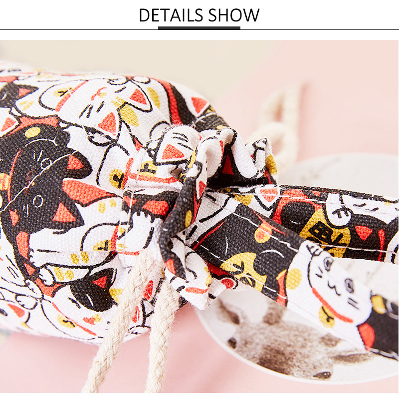 Drawstring Vintage Flower Printing Cotton Glass Wine Bottle Sleeve