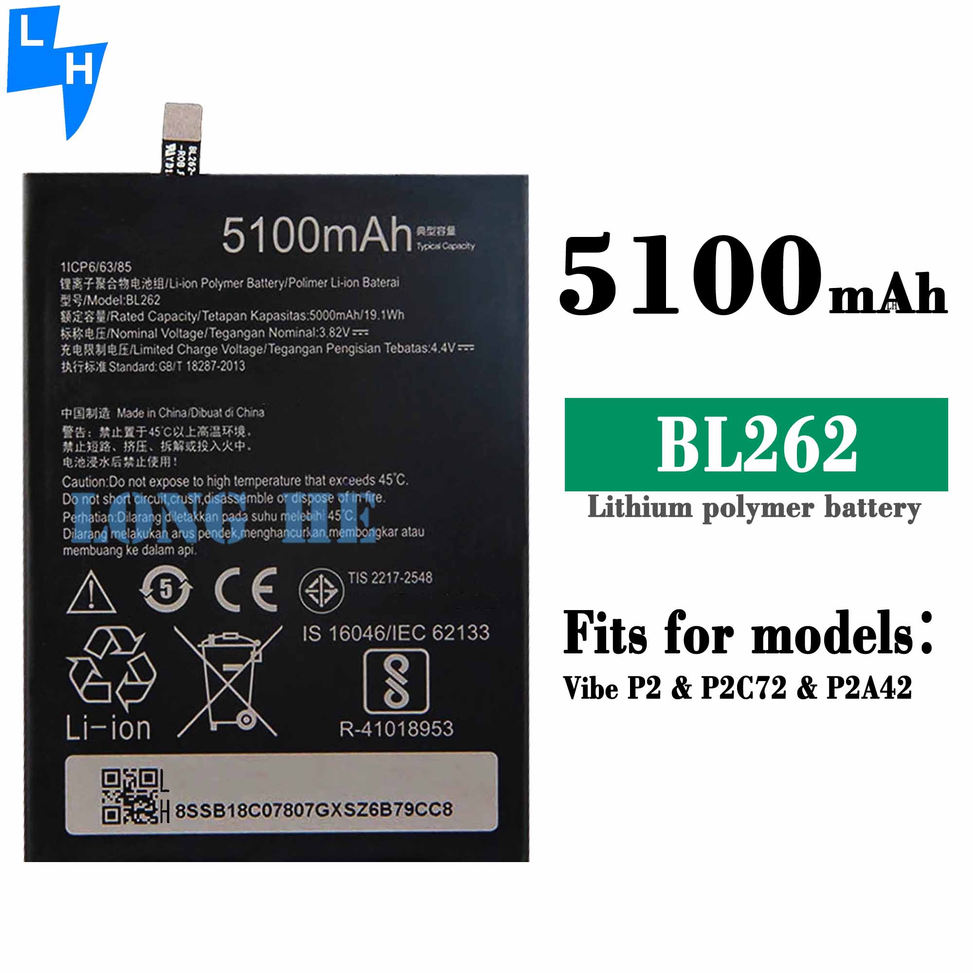 Lenovo VIBE P2 P2A42 P2C72 A79 Black Lithium Ion Polymer Battery BL262 3500mAh 3.85V