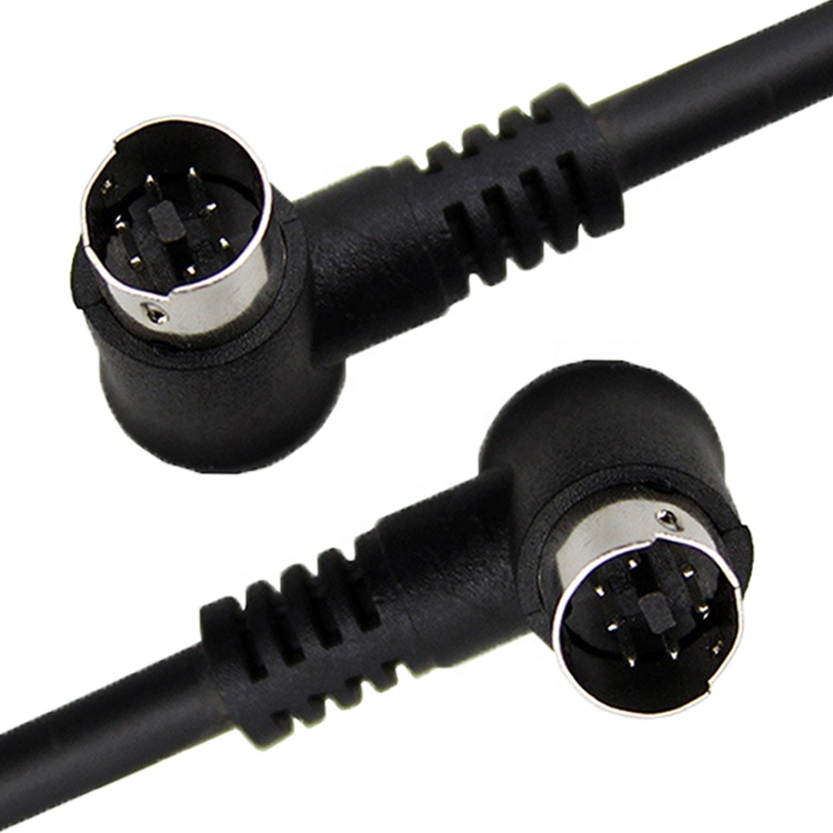 Custom 90 Degree Right Angle L Shape S Video Male to Male Female 7 Pin Mini Din Extension Cable for STB