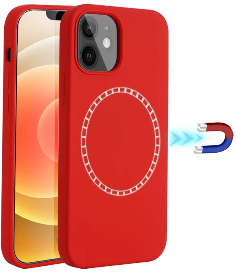 Magnetic Circle Soft Magnetic Phone Case For IPhone 12 Pro Max 12 Mini Liquid Silicone Built-In Magnetic Coil Soft Cover