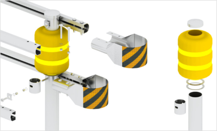 Red Color Protective Safety Roller Barrier For Tunnel Entrance Tunnel Portal