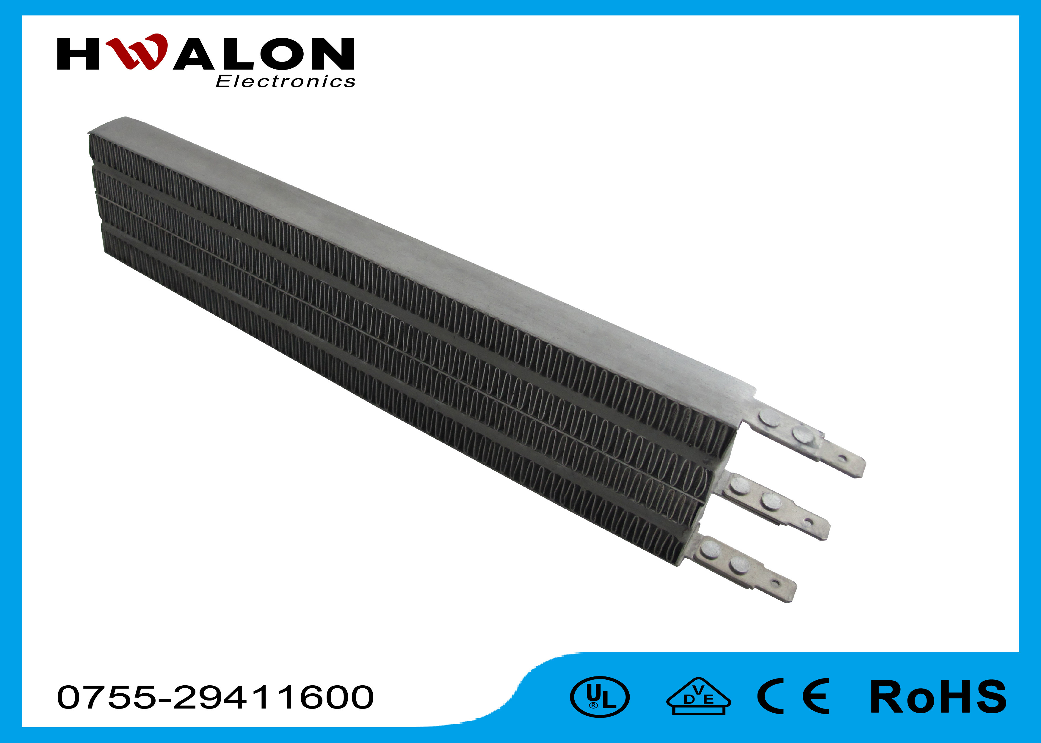 Rectangle PTC Air Heater Element , Electric PTC Heater Extra Low Air Resistance