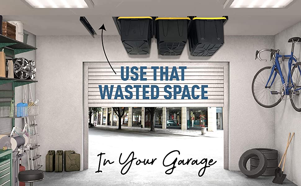 Adjustable Width Container Ceiling Mount Storage Rack for Functional Design Holders