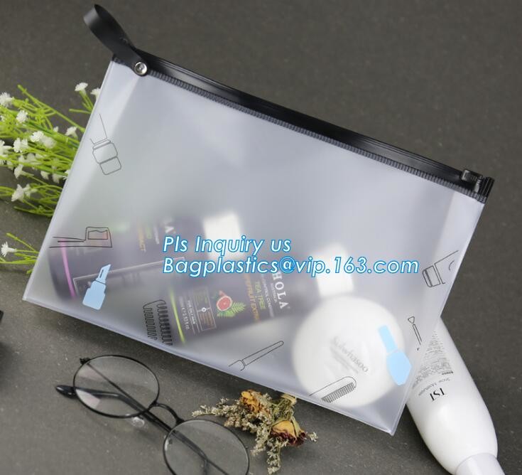 quality slider zipper cosmetic pvc bags, mini plastic zipper cosmetic slider zip bags with print, Pouch Slider plastic Z