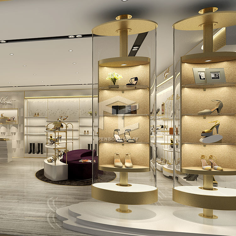Outstanding Design Electroplate Shoe Store Furniture For Shop ODM
