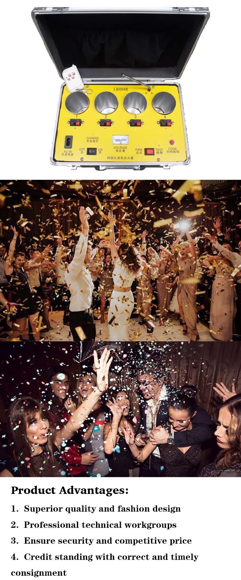 4 channel confetti machine Electric confetti shooter confetti cannon wireless remote control fireworks firing system