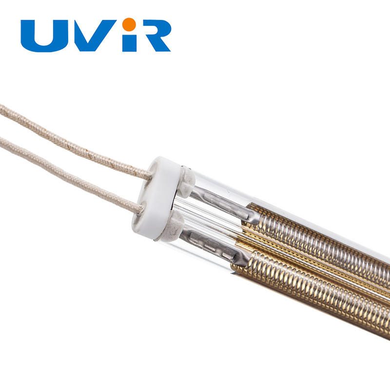Double Tube Medium Wave Infrared Radiator Heating Lamp Gold Plated