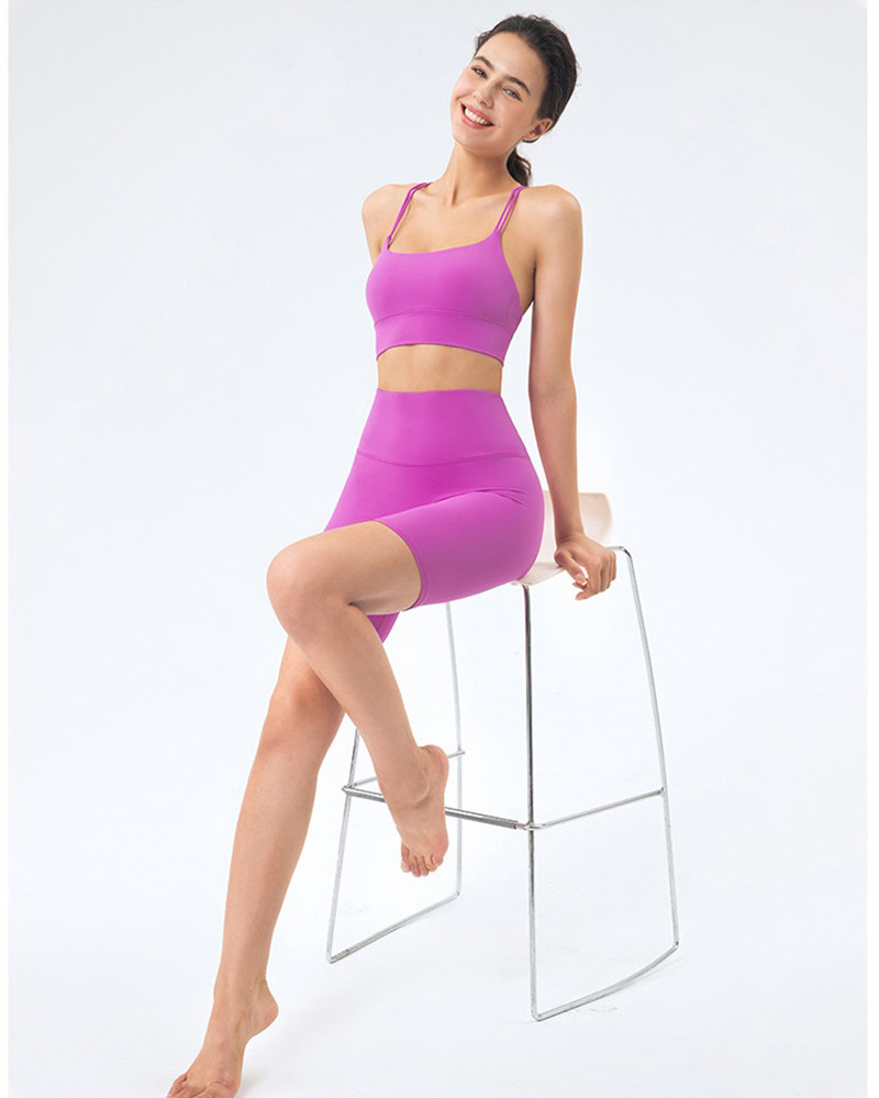 V Shaped Yoga Set Clothes tummy control Breathable 2 Piece Shorts And Crop Top