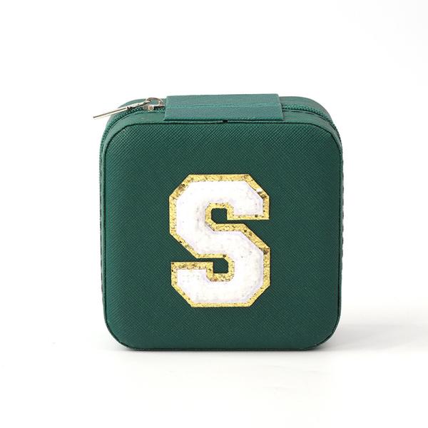 Jewellery Gift Storage Box Custom Portable Small Leather Dark Green Jewelry
