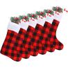 Buy cheap Christmas Red Black Buffalo Plaid Stockings Large Plaid Stockings with Plush from wholesalers