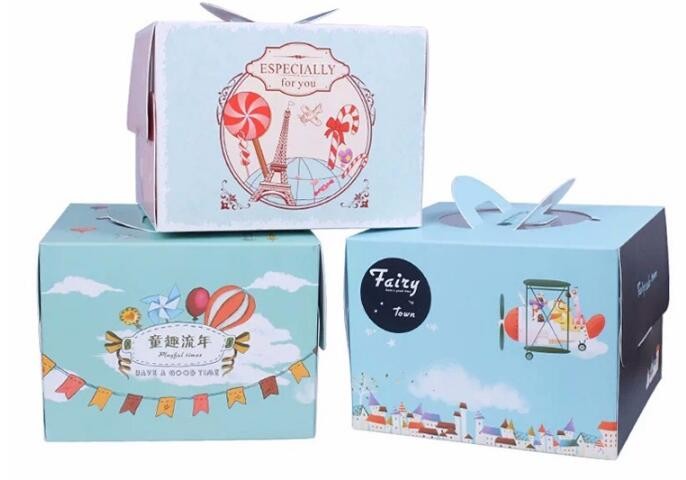 Wholesale custom Paper Cookies packing Cake Box with PVC window,Wholesale Plastic Square Birthday Wedding Packaging Clea