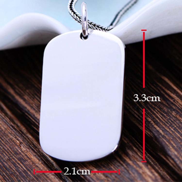 Sterling Silver Dog Tag Necklace Wheat Chain for Women and Men (N052777)