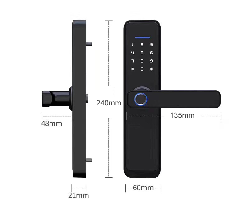 ROHS Black Tuya APP Smart Lock Push Pull Fingerprint door lock