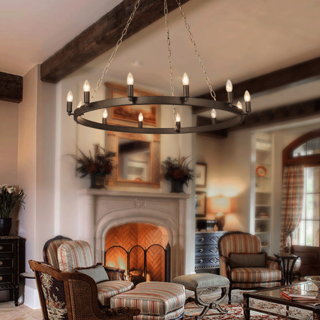 Kathy ireland Iron chandelier for Farmhouse indoor home pendant lamp (WH-CI-52)