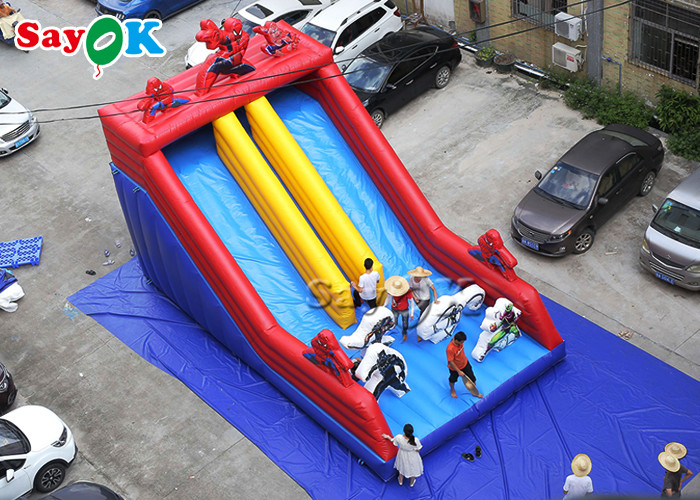 Spiderman Cartoon Dual Lane Inflatable Water Slides