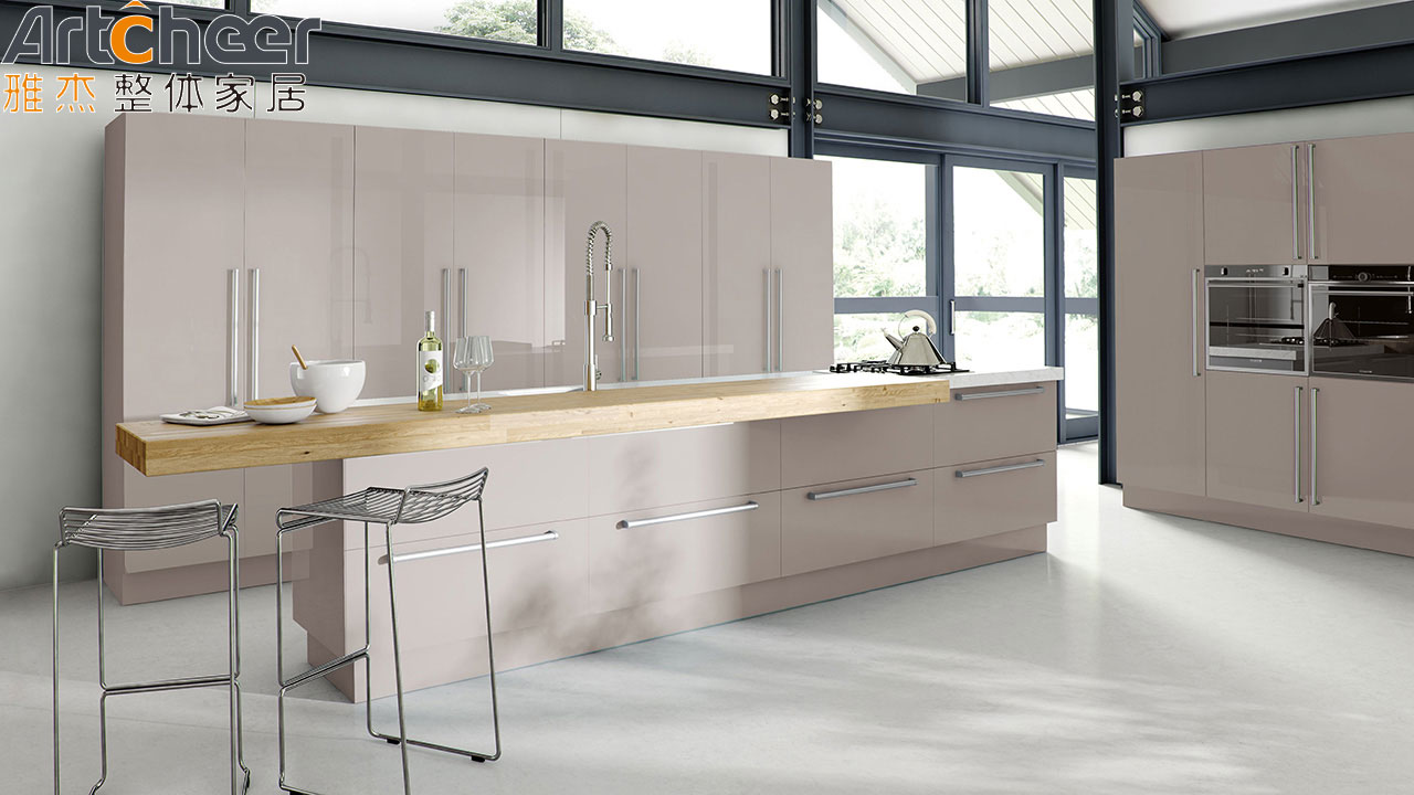 Full Bullnose Countertop Edging Kitchen Cabinet Set with Built-In Pull Out Waste Bin