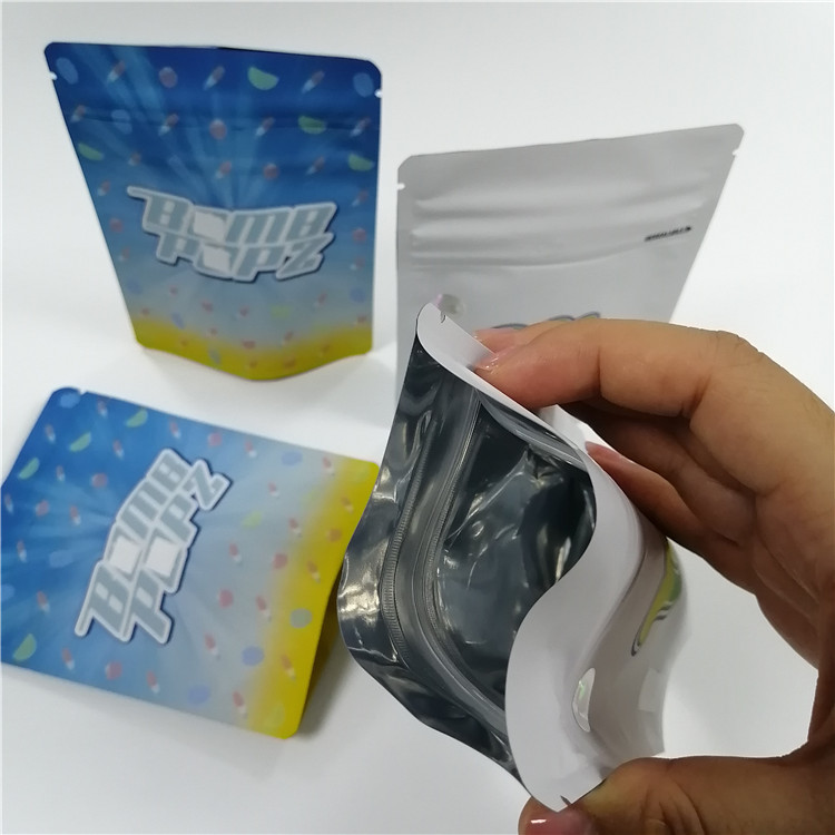Sugar Zip Lock Mylar Stand Up Plastic Bags Smell Proof UV Printing