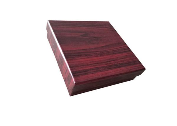 Deep Red Wood Color Lid And Base Boxes With Velvet Surface Inner 1200gsm