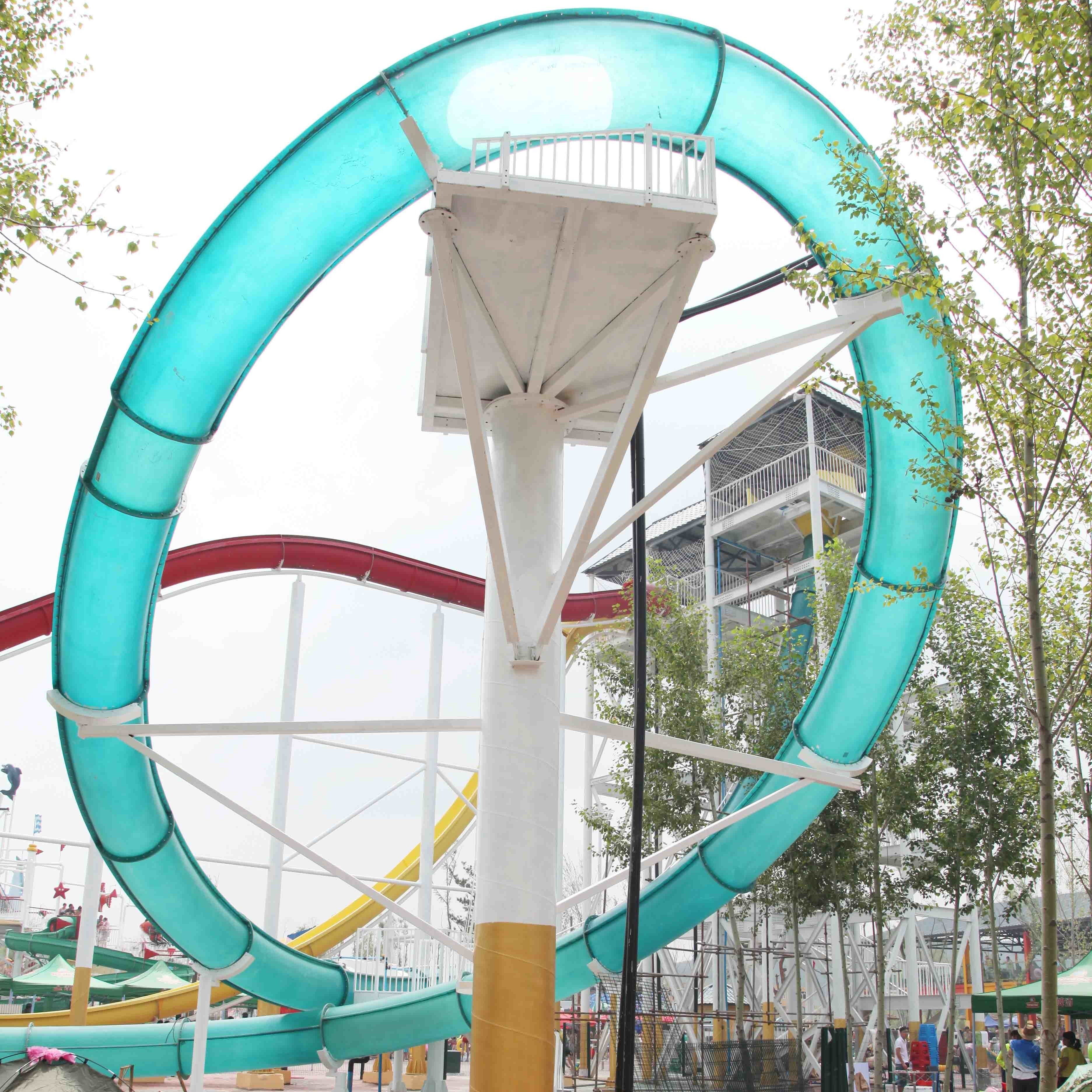 Aqua Loop Huge Fiberglass Water Slides For Adult , Fixed Type Slide for Outdoor Water Park